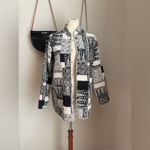 Black & White Floral Patchwork Quilted Reversible Jacket